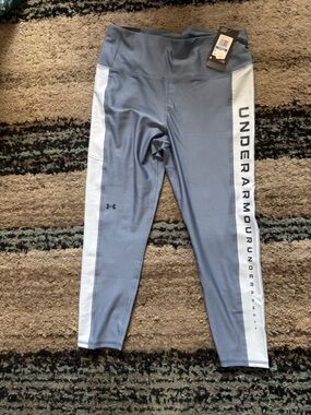 Under Armour Womans Slate Blue Leggings with Light Blue Side Panels